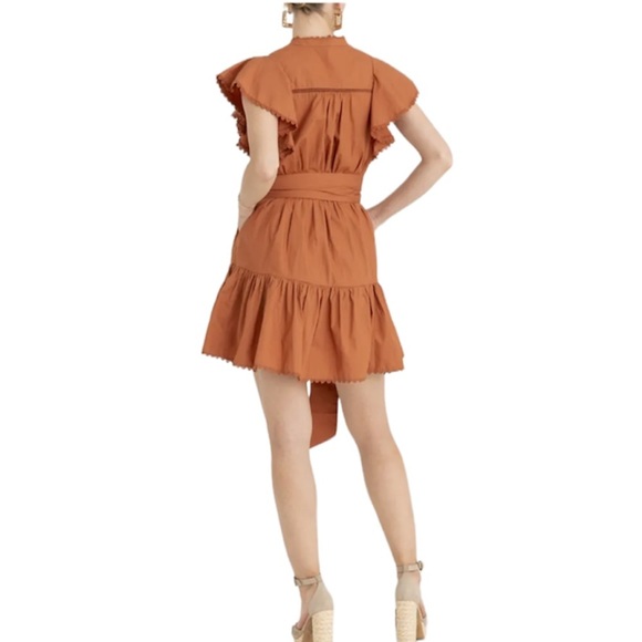 Secret Mission Bartolina Ruffled Dusty Orange Dress NWT - Picture 3 of 10